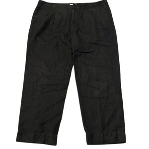 Calvin Klein Black linen blend front pleated ankle/cropped pants